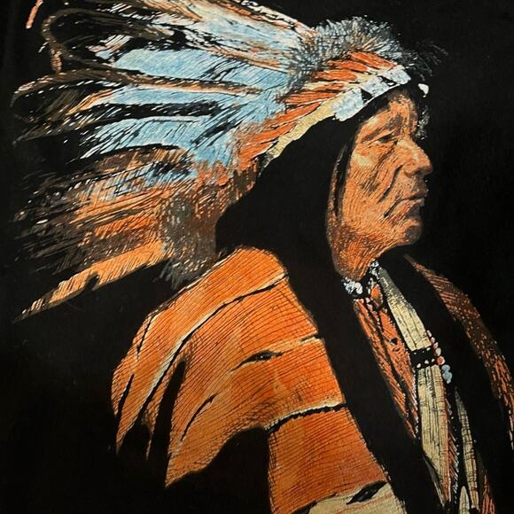 Vtg 90s Set of 2 Native American Eagle Fox Fruit of The Loom Cotton T-Shirts - Picture 5 of 8